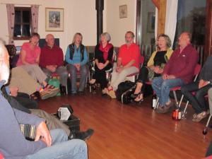 At The Gleanings Rural Study Centre, helping with a singaround prior to John Kirkpatrick's concertina workshop