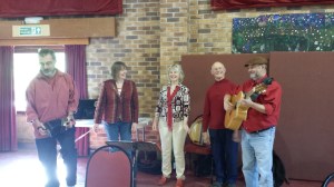 Raps singing for their lunch at Knighton, easter Monday