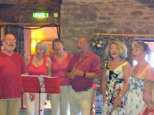 Rapsquillion singing at Folk in the Sauna, Tintern, July 2013
